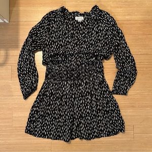 Velvet black and white printed dress